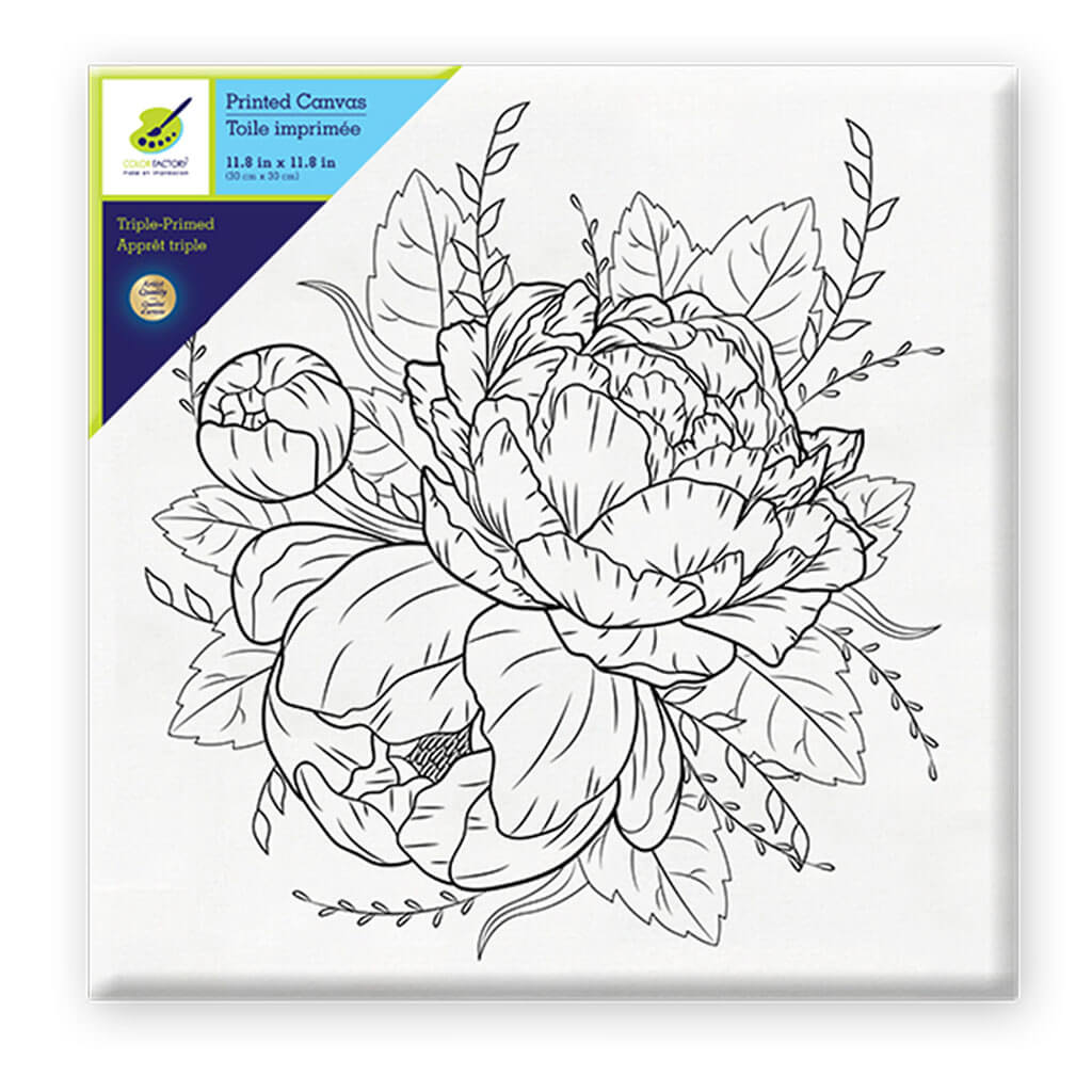 Stretch Artist Printed Canvas: 12in x 12in Primed Back-Stapled Floral Bloom
