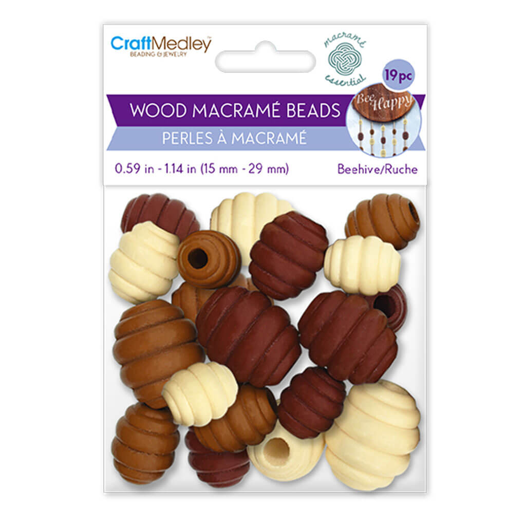 Craftwood: Macrame Beads Assorted Size Col Large Hole Natural Beehive