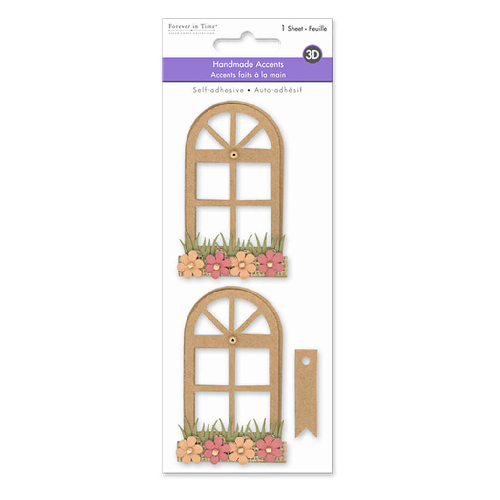 Handmade Embellish: 3D Paper &amp; Burlap Floral Accents Self-Stick Arch Windows