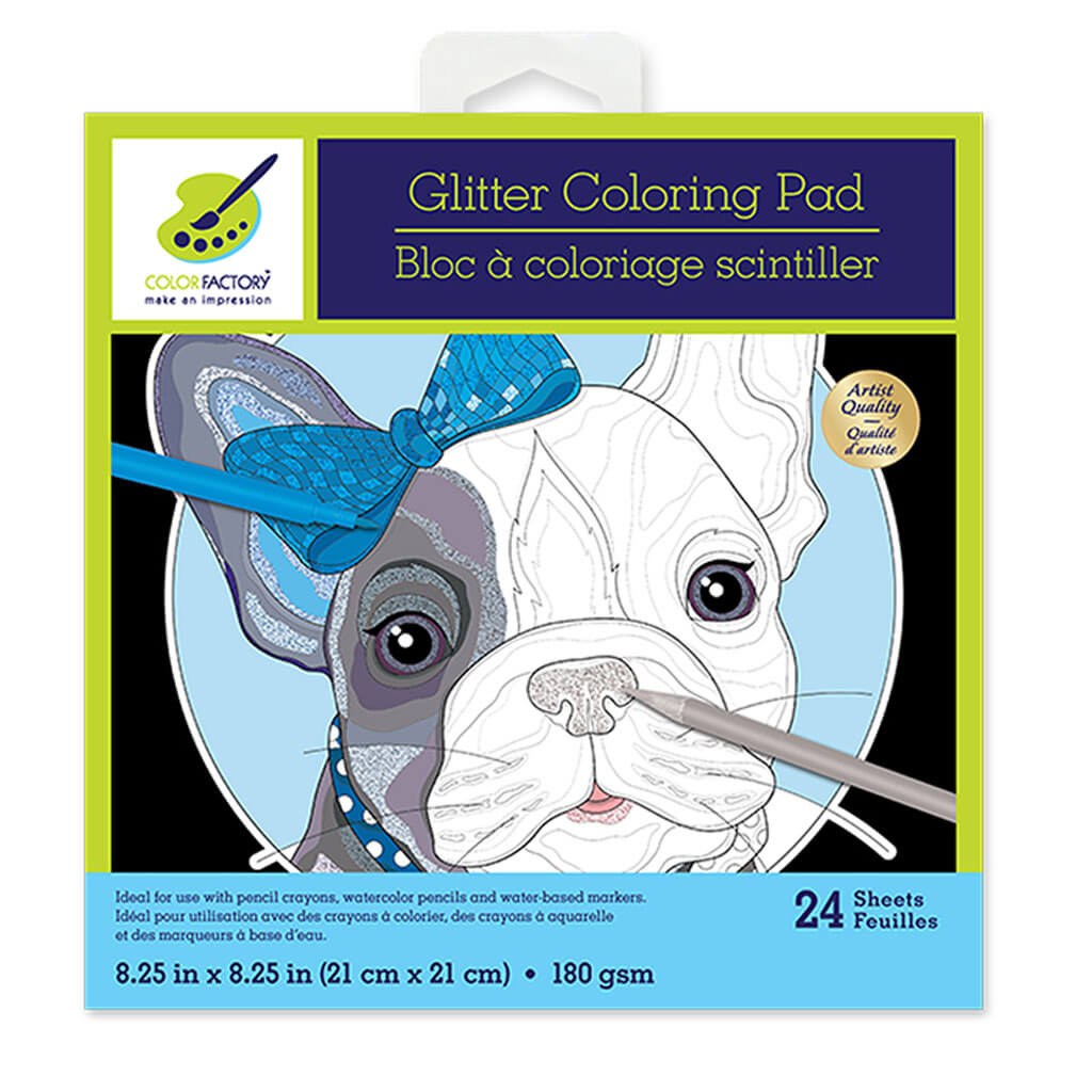 Color Factory: Glitter Coloring Pad 8.25in x 8.25in 180gsm 24Sheet Animal Lover