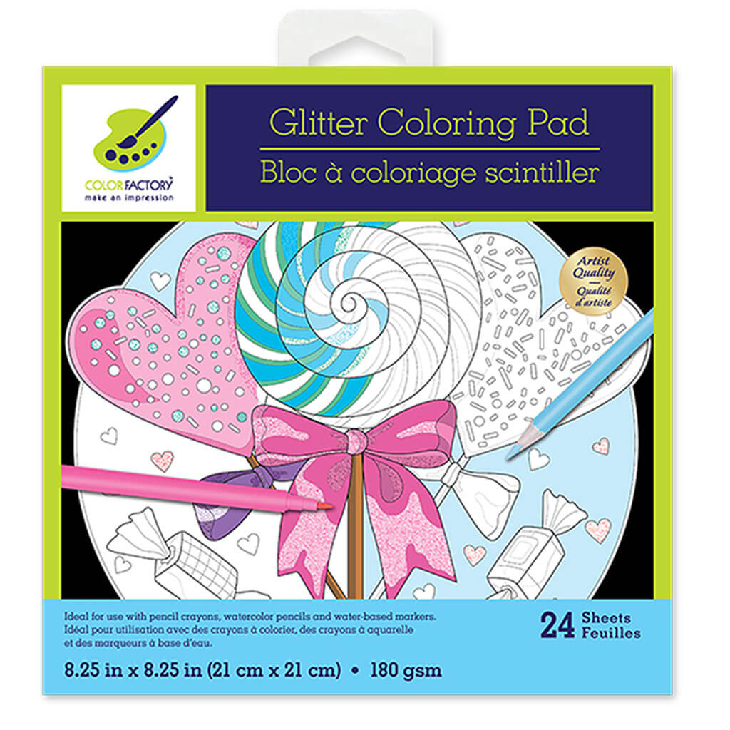 Color Factory: Glitter Coloring Pad 8.25in x 8.25in 180gsm 24Sheet Food Fun