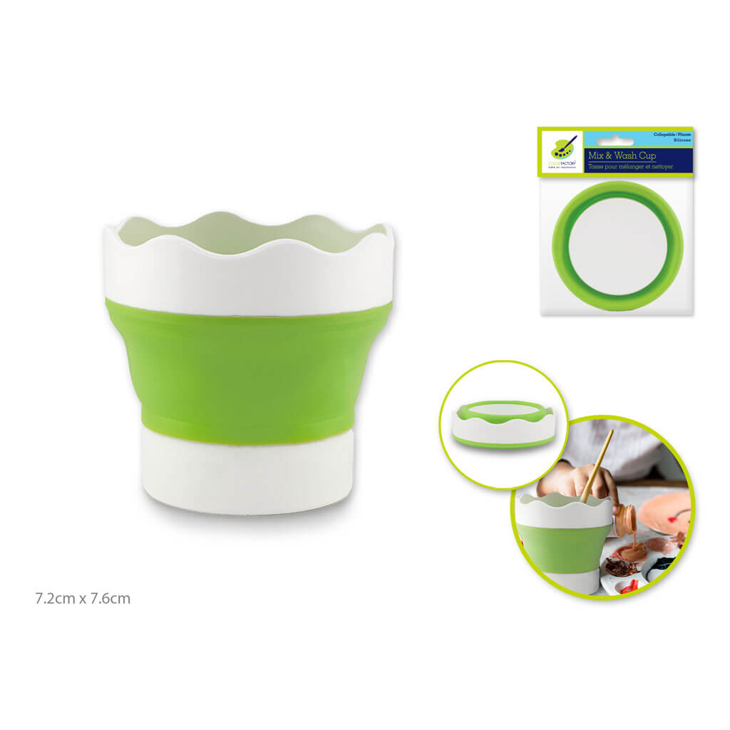 Color Factory: Collapsible Mix&amp;Wash Cup Silicone 3.75in x 3in Mint Green