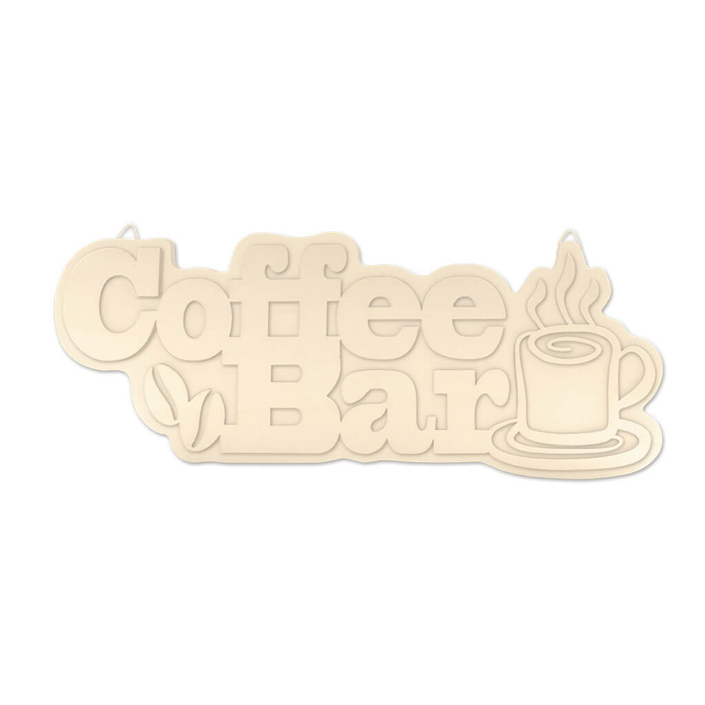 Wood Decor: 12in DIY Words Plaque 3D 7mm with Hook Coffee Bar