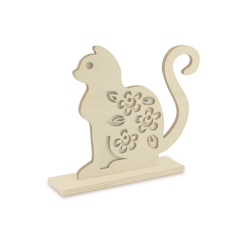 Wood Craft: DIY 6in 3D Shape Standing 5mm Cat