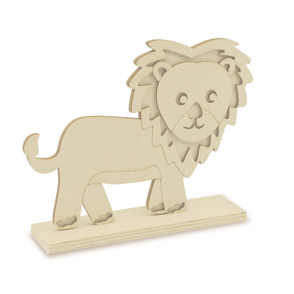 Wood Craft: DIY 6in 3D Shape Standing 5mm Lion