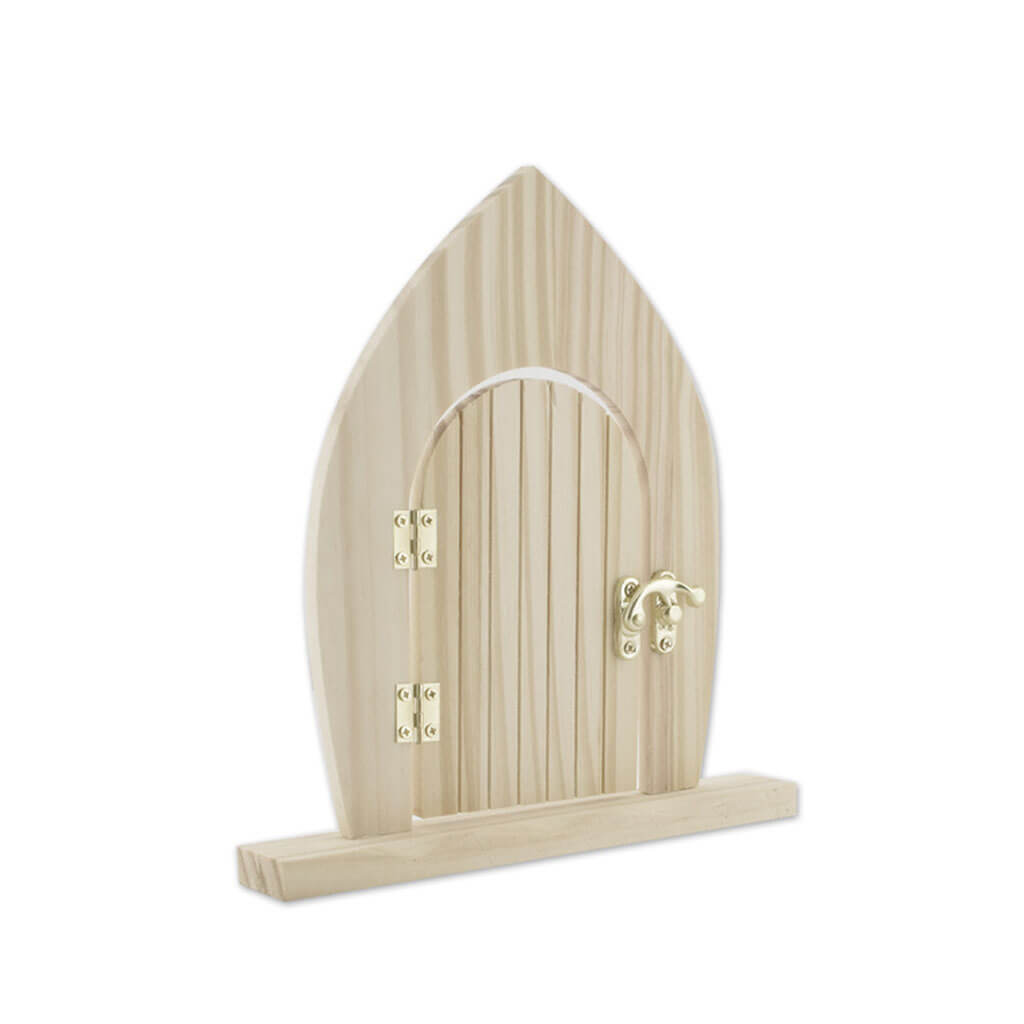 Wood Craft: 8.3in x 7.3in x1.1in Fairy Garden Door Standing DIY