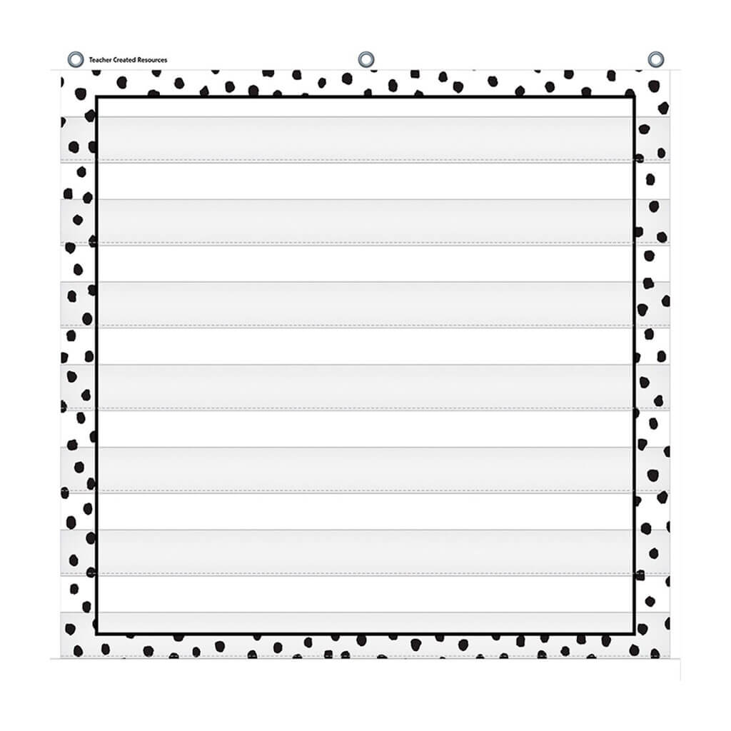 Black Painted Dots on White 7 Pocket Chart