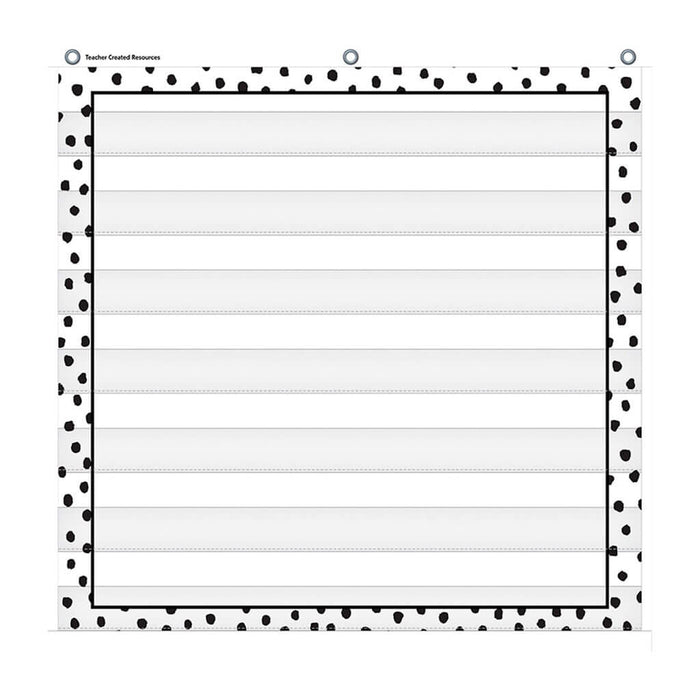 Black Painted Dots on White 7 Pocket Chart