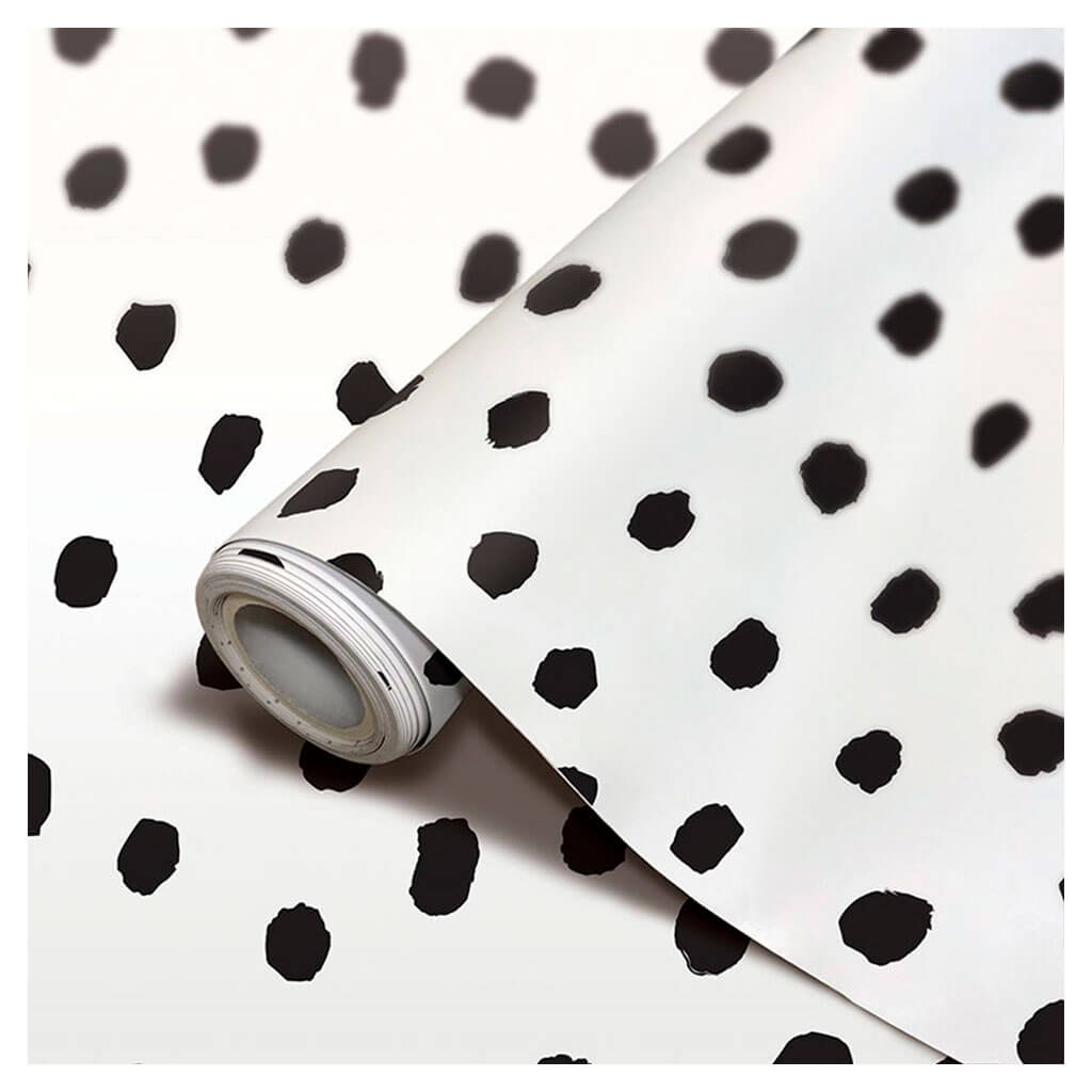 Black Painted Dots Peel and Stick Decorative Paper