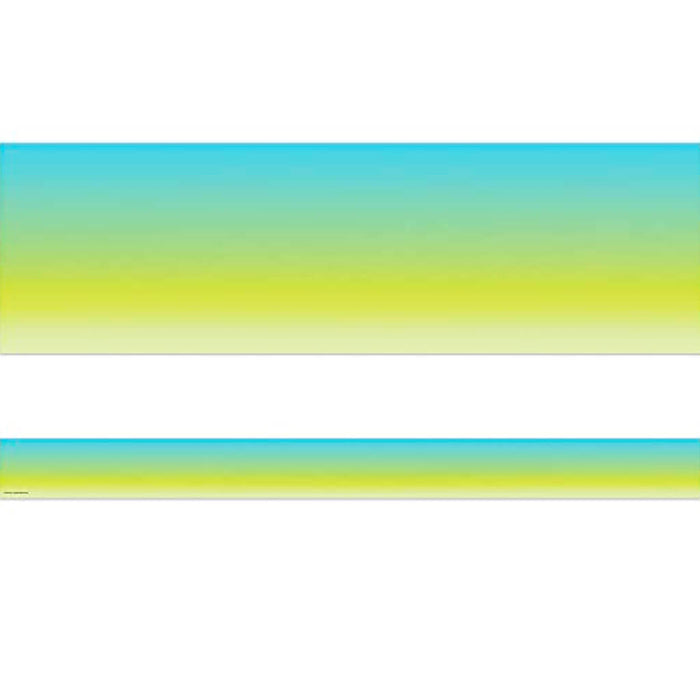 Aqua and Lime Color Wash Straight Border Trim