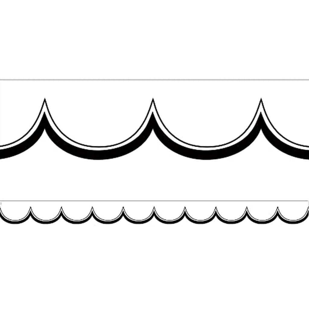 White with Black Scalloped Die-Cut Border Trim