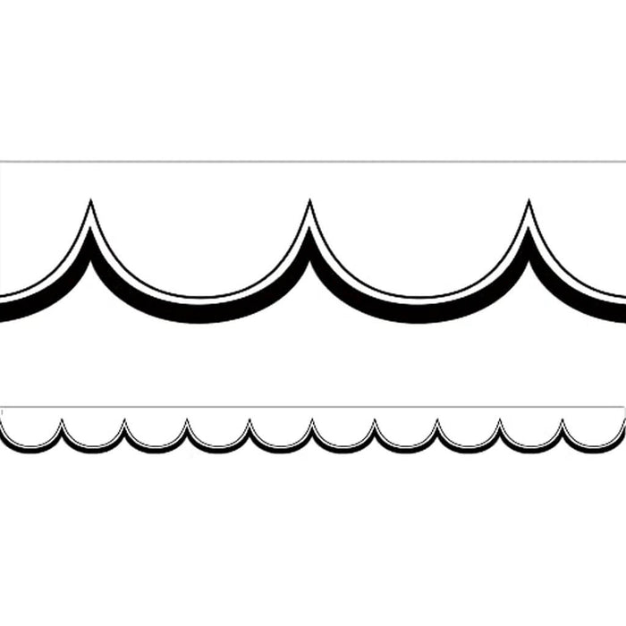 White with Black Scalloped Die-Cut Border Trim