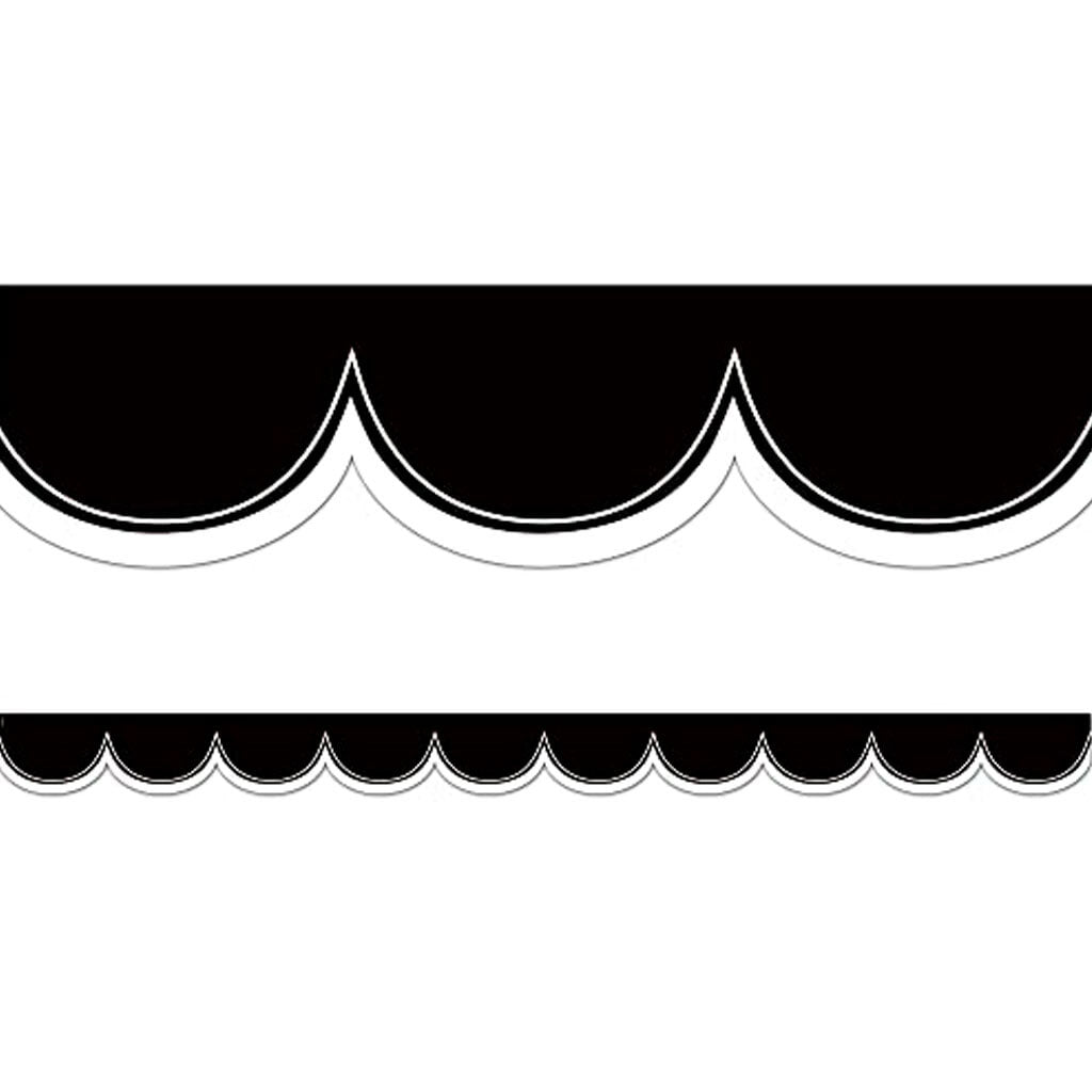 Black with White Scalloped Die-Cut Border Trim