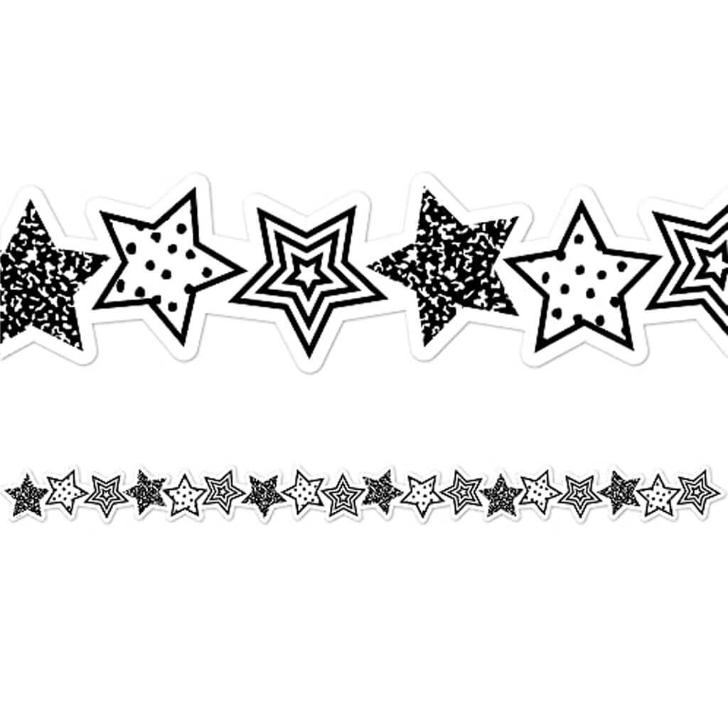 Black and White Stars Die-Cut Border Trim