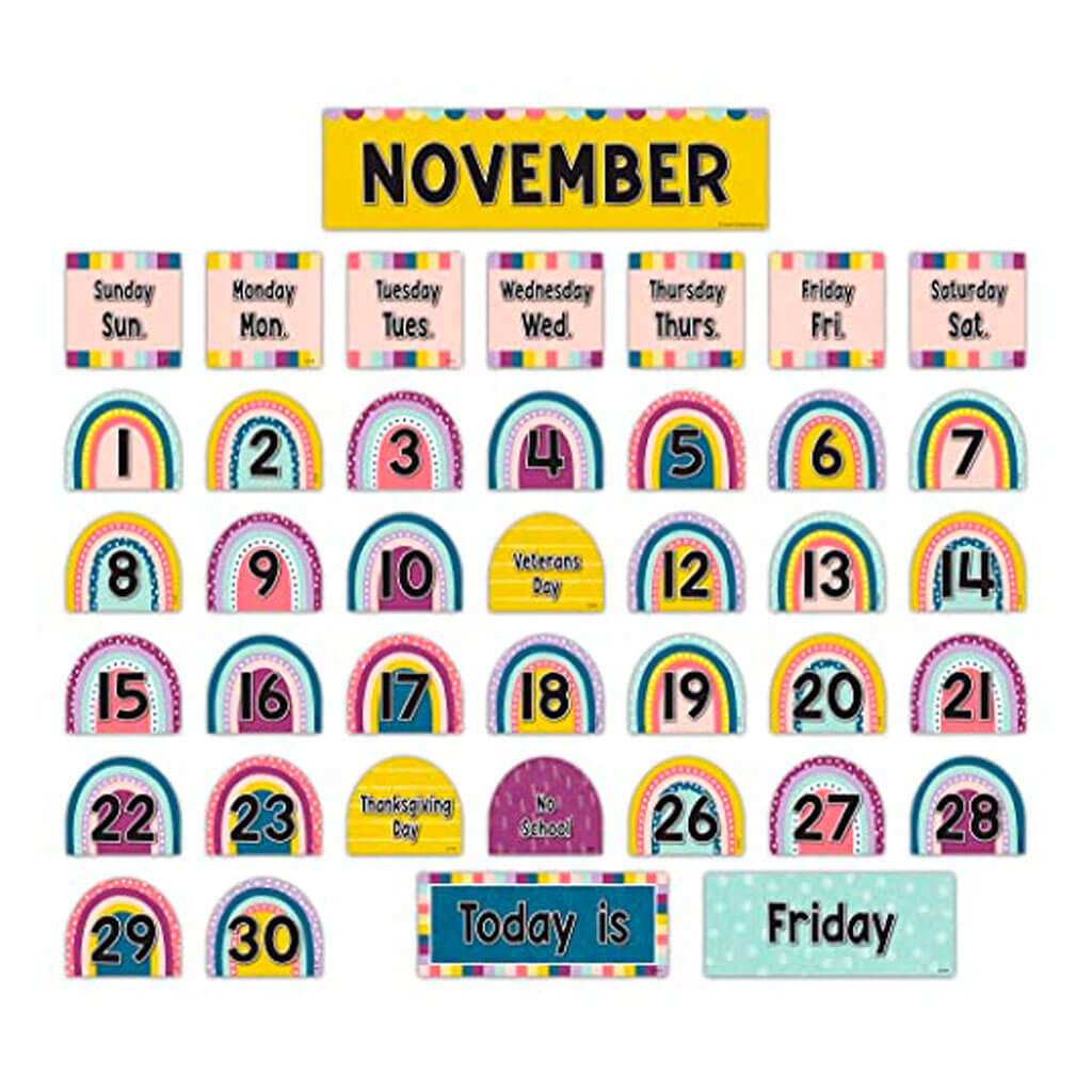 Oh Happy Day Rainbow Calendar Pocket Chart Cards