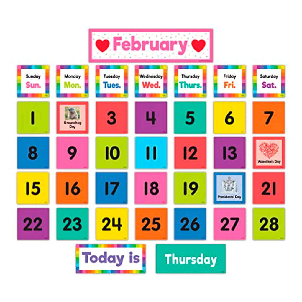 Colorful Calendar Pocket Chart Cards