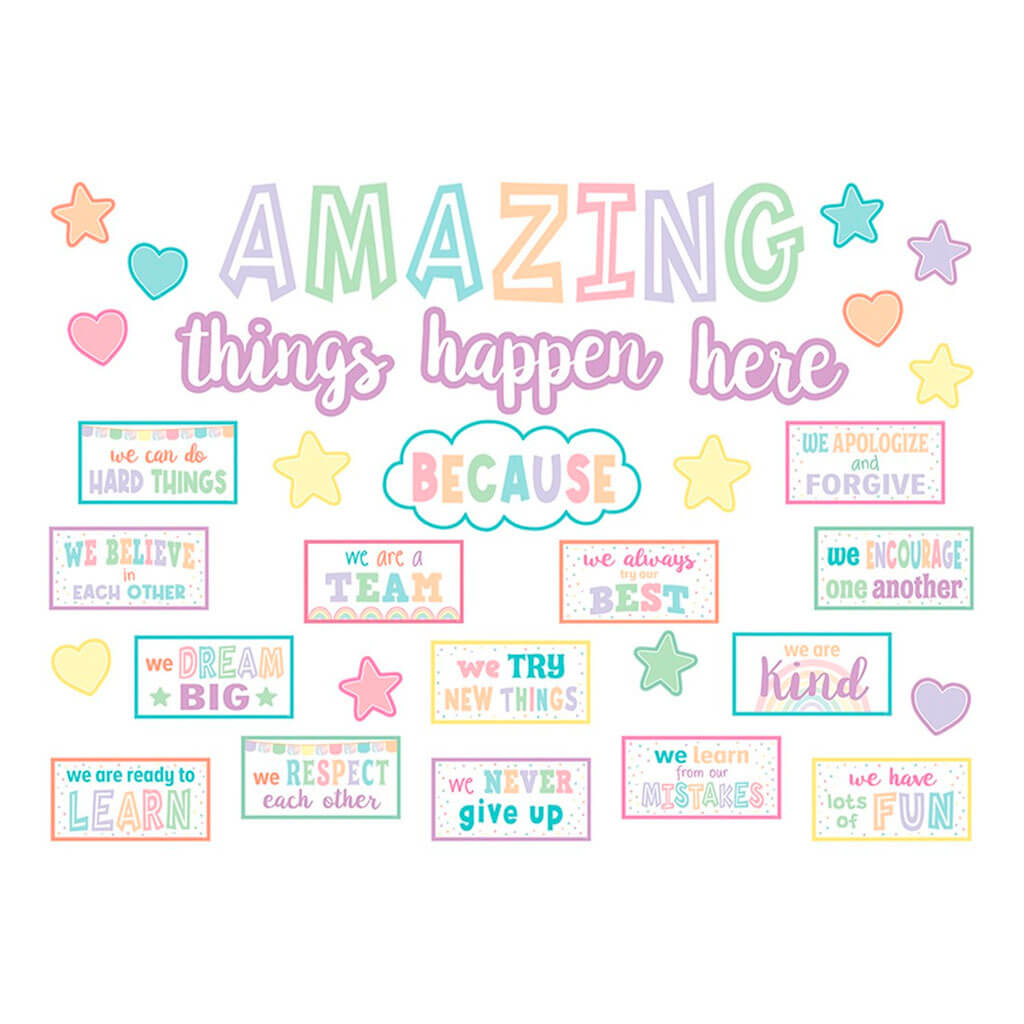 Pastel Pop Amazing Things Happen Here Bulletin Board