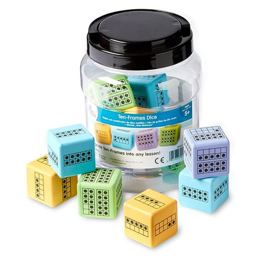 Dice Ten-Frames, Foam 4 Colors, Set of 12