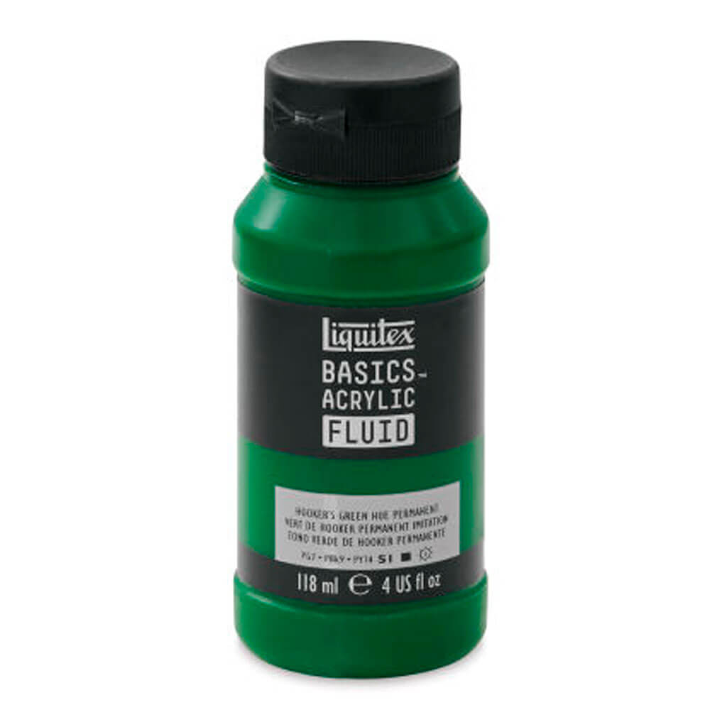 Basics Acrylic Fluid 118ml Hookers Green Permanent Hue