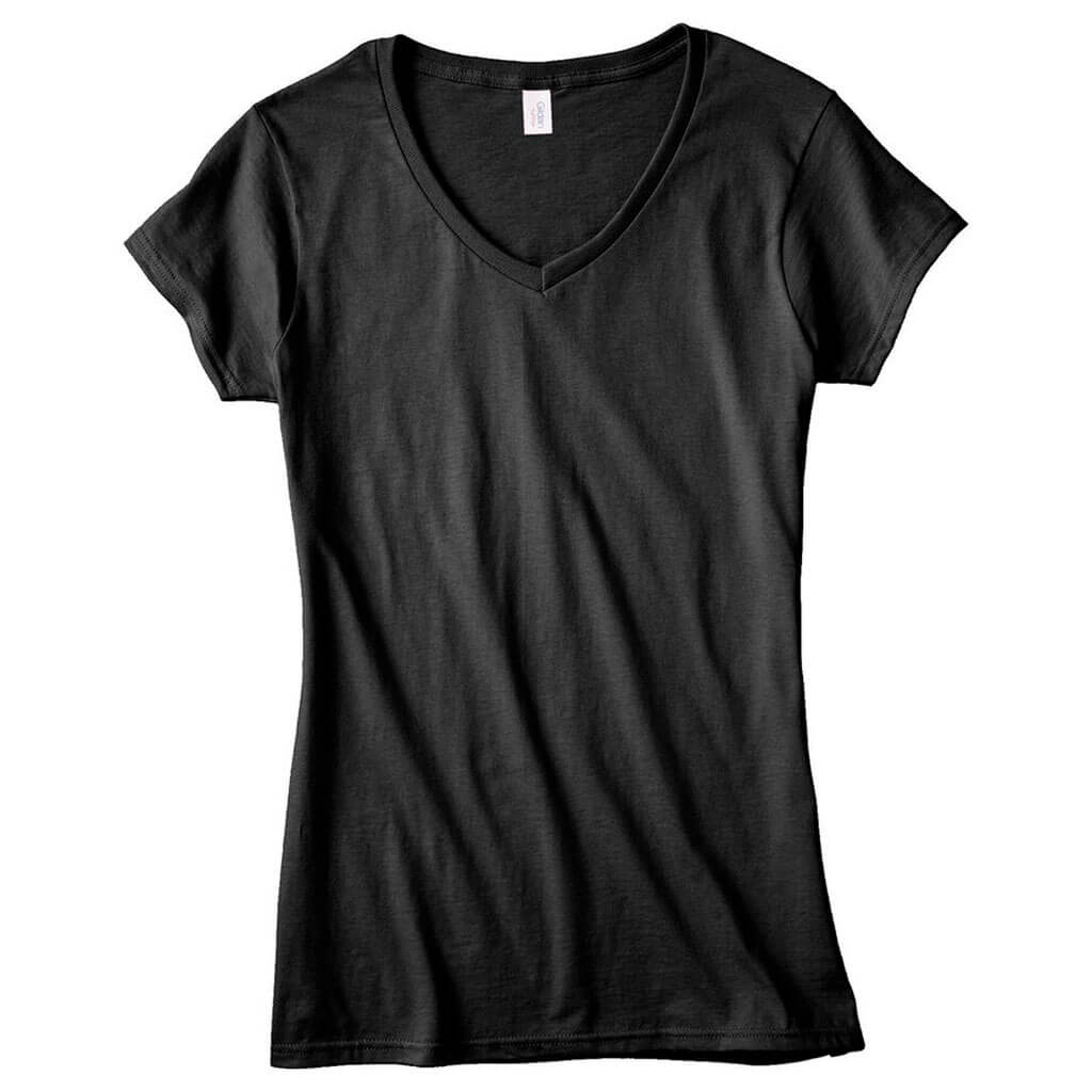 Gildan Ladies V Neck T-Shirt Large Black