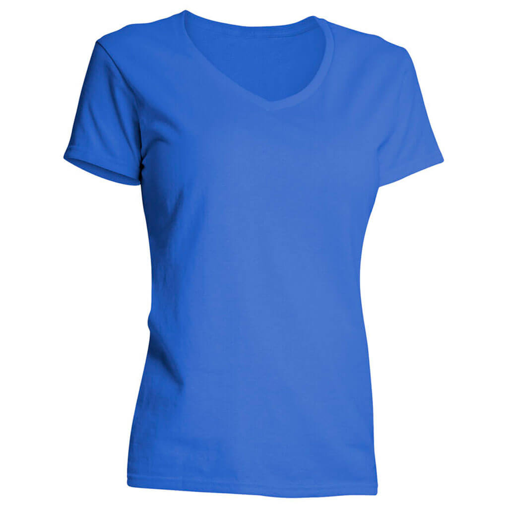 Gildan Ladies V Neck T-Shirt XLarge Royal