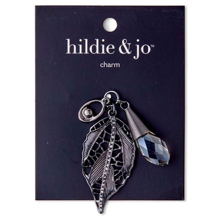 Antique Silver Leaf & Crystal Pendant