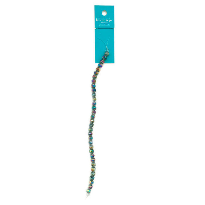 Rainbow Machine Cut Faceted Crystal Glass Strung Beads 7in