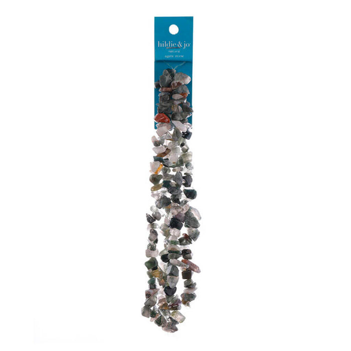 Moss Agate Chip Strung Beads 24in