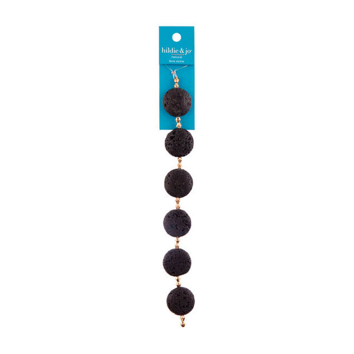 Round Lava Stone Strung Beads 7in