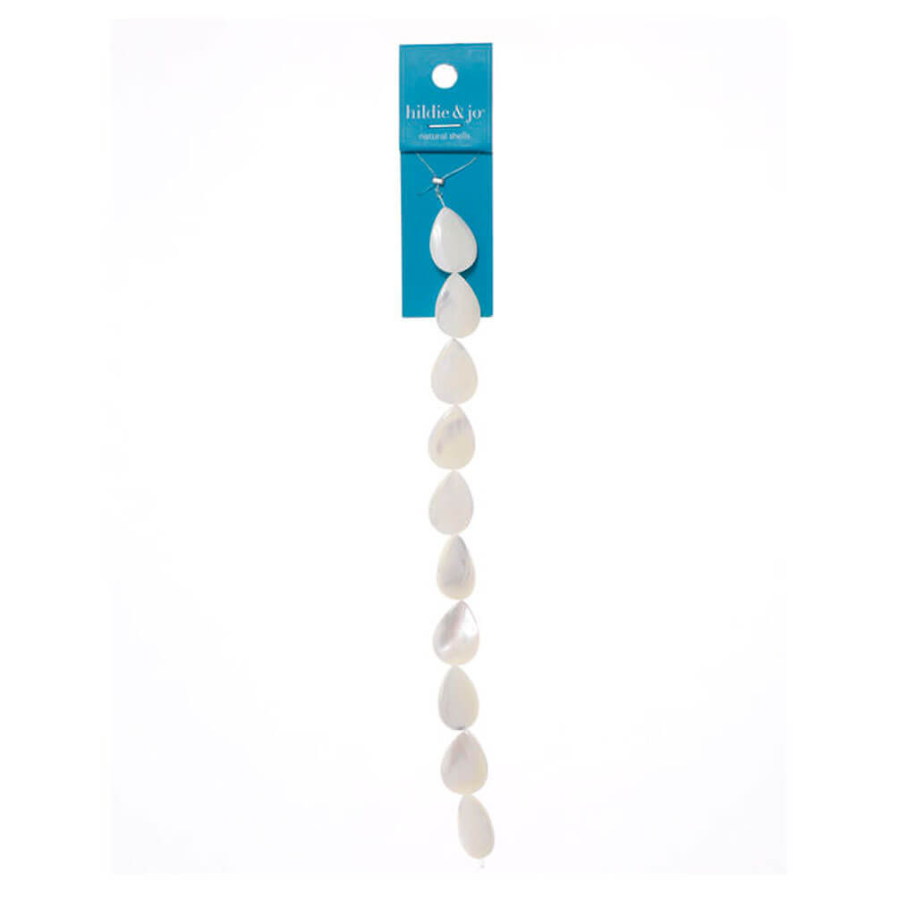 Teardrop Mother Of Pearl Shell Bead Strand 7in