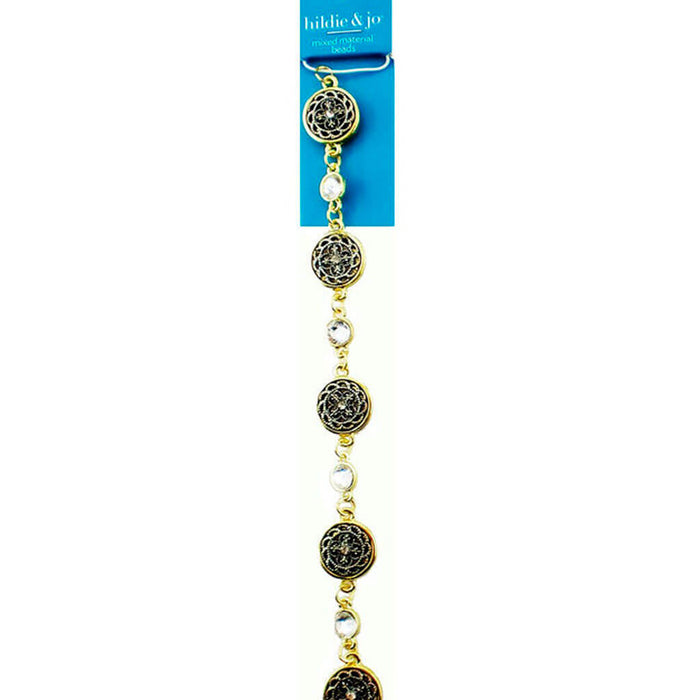 Silver & Gold Circle Strung Beads 7in