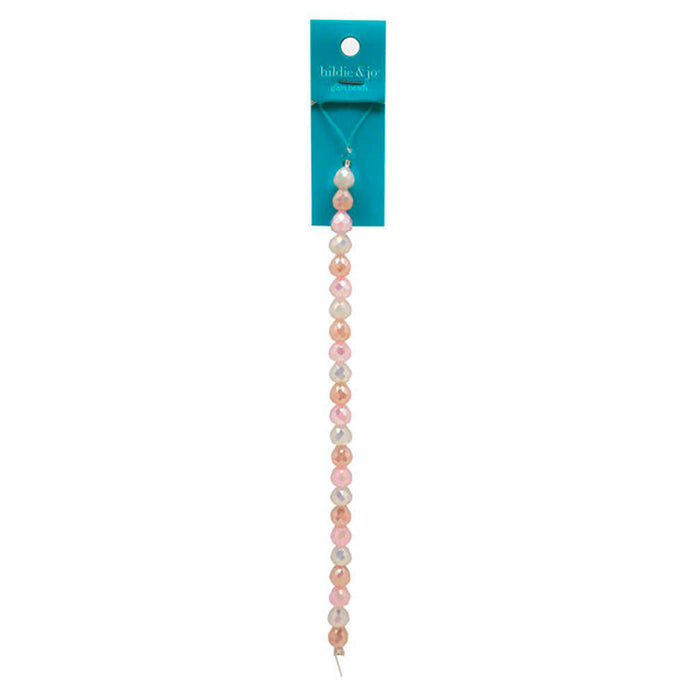 Gold & Pink Glass Strung Beads 7in x 8mm