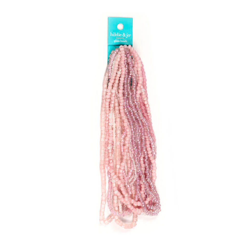 Pink Multi Strand Glass Seed Beads 14in