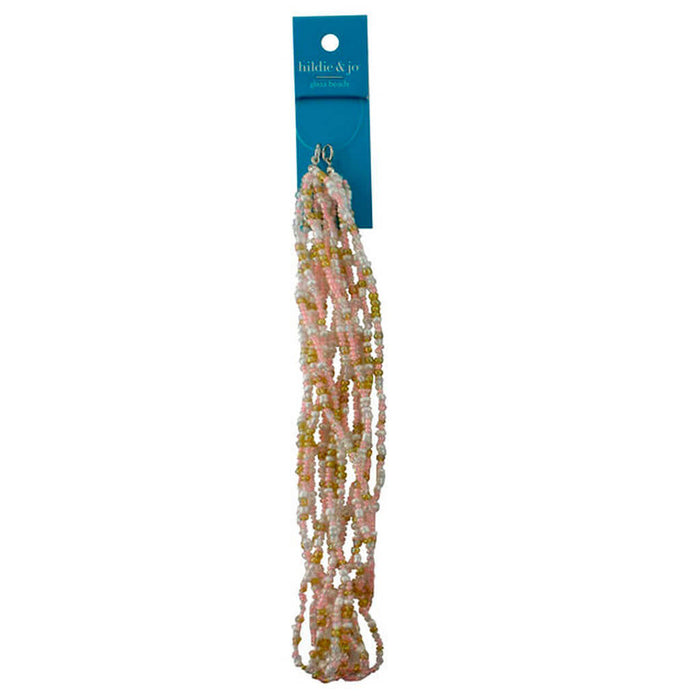 Pink & White Glass Bead Strand 14in