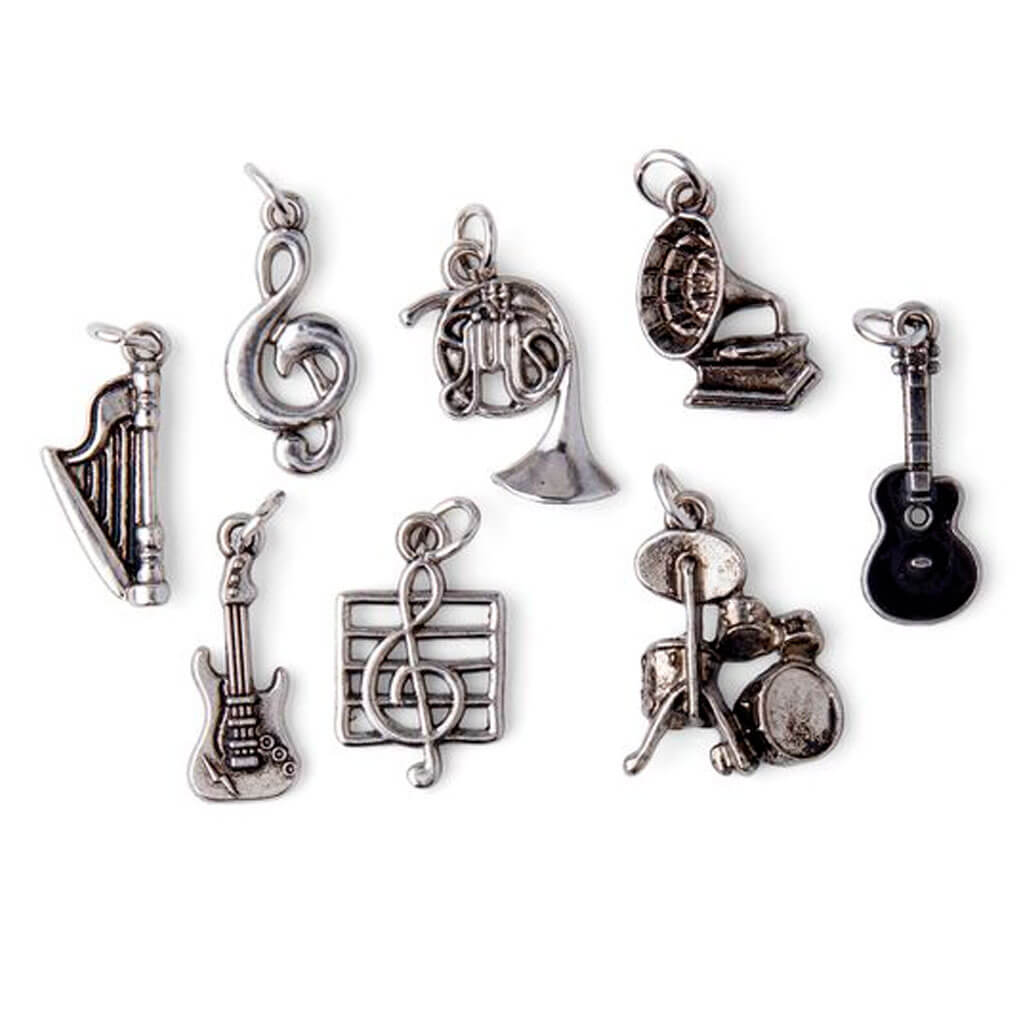 Silver Music Charms 8ct