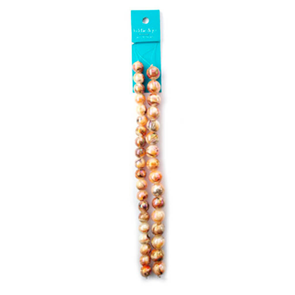 Iridescent Cream Round Bead Strands 2pk 7in