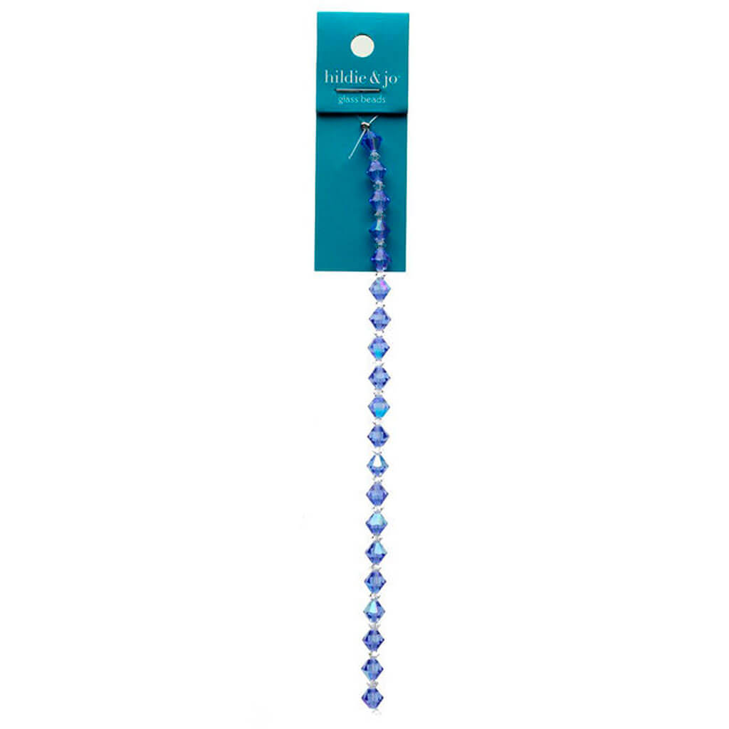 Sapphire Glass Strung Bead Strand 6in