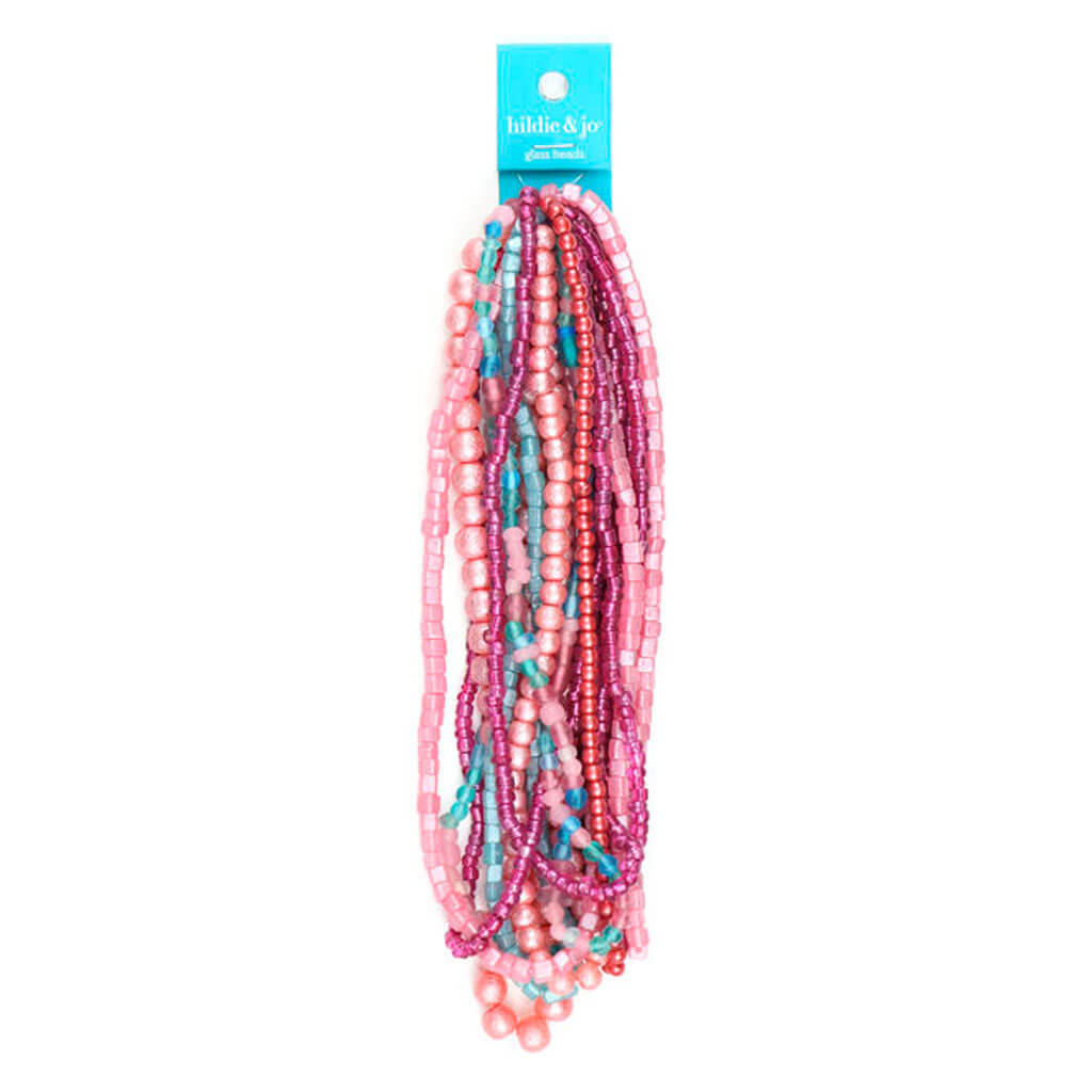 Pink Glass Multi Strand Seed Strung Beads