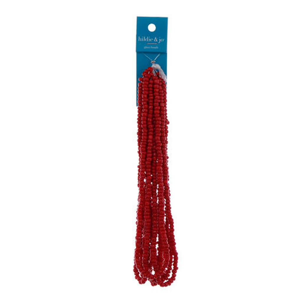 Red Glass Seed Strung Bead Strands 8ct 14in