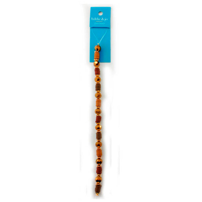 Gold Round & Disc Glass Strung Beads 7in