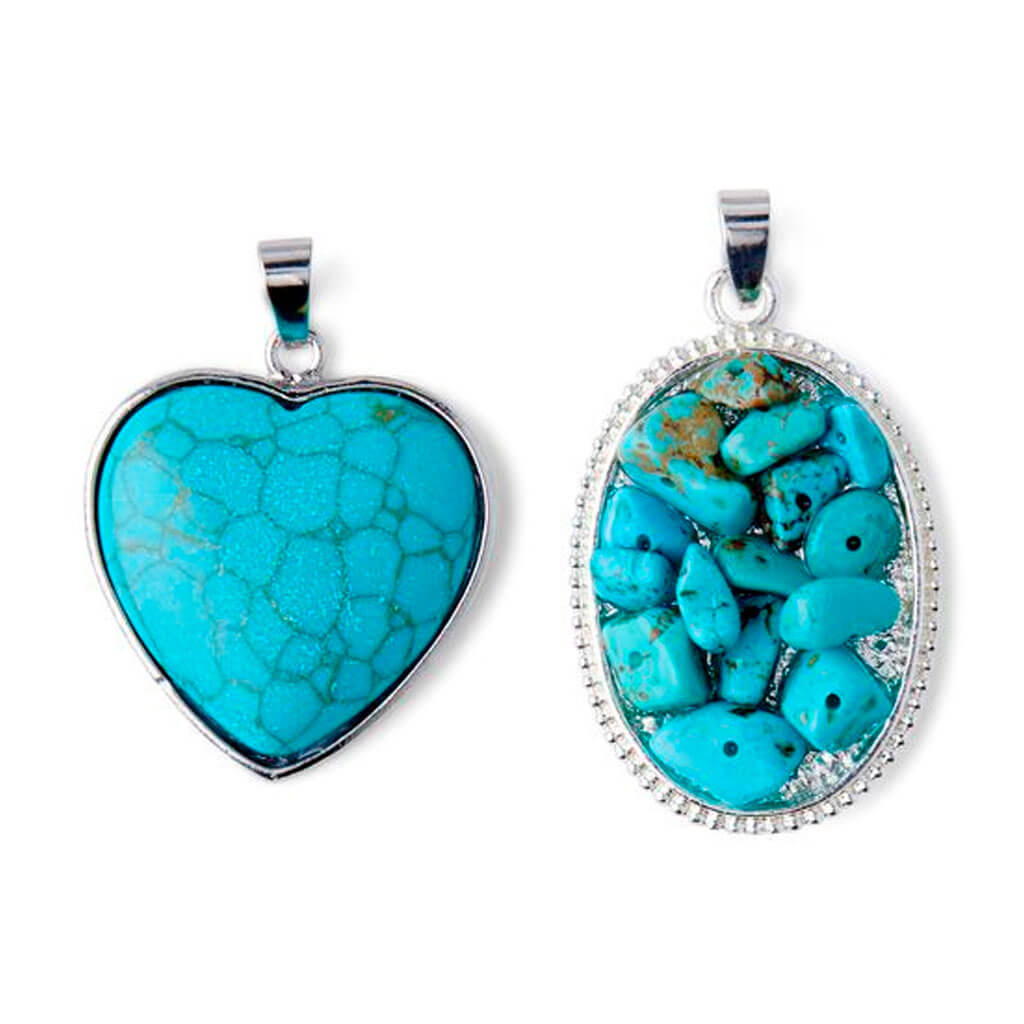 Silver &amp; Turquoise Stone Pendants 2ct