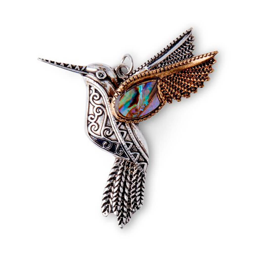 Hummingbird Abalone Pendant 4in