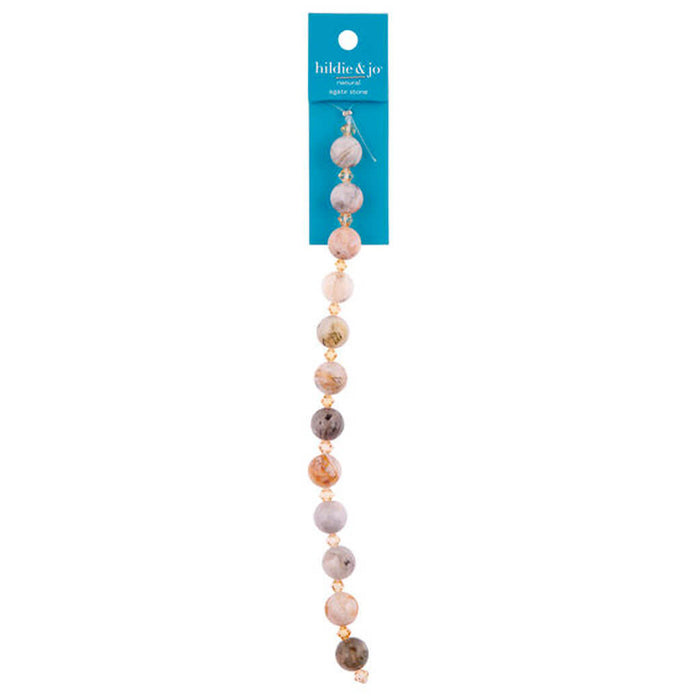 Round Agate Stone Strung Beads 7in