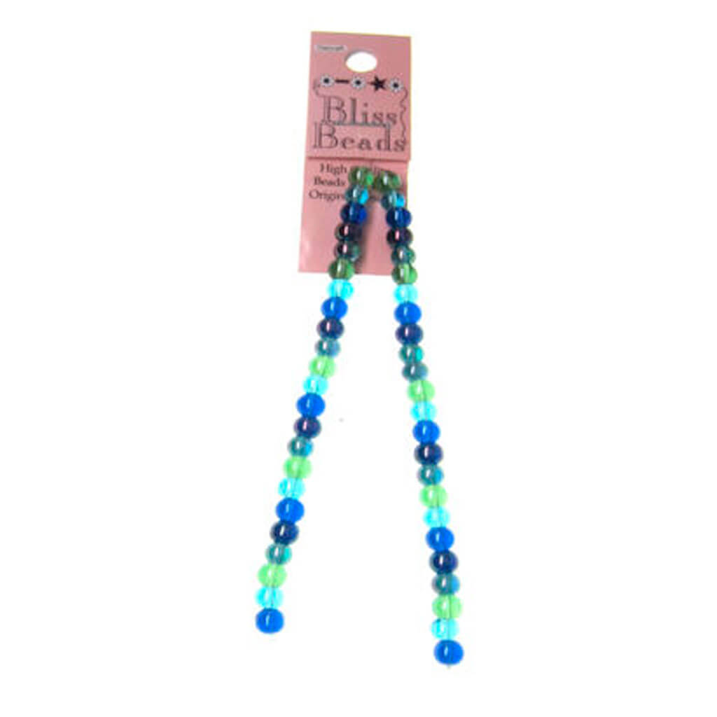 Halcraft Aqua Luster Round Glass Bead Strands 10in 2ct