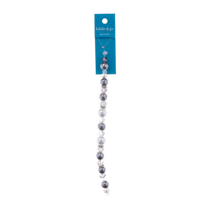 Gray & Clear Glass Bead Strand 7in