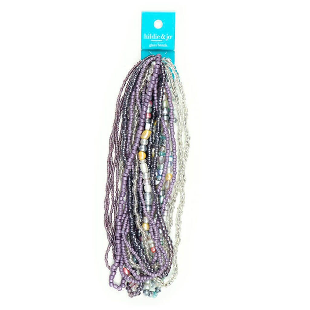 Purple Glass Multi Strand Seed Strung Beads 14in