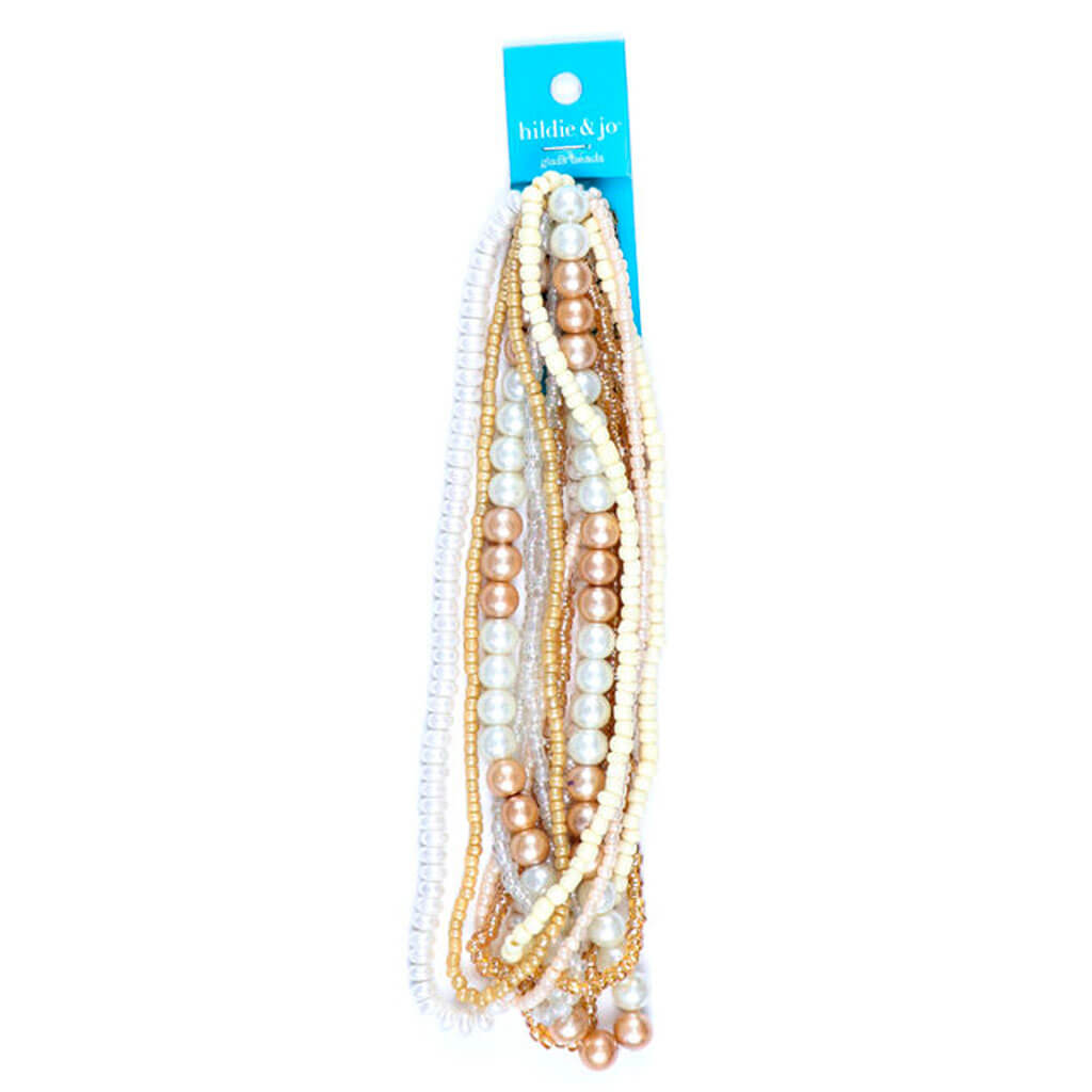 Ivory Glass Multi Strand Seed Strung Beads 14in