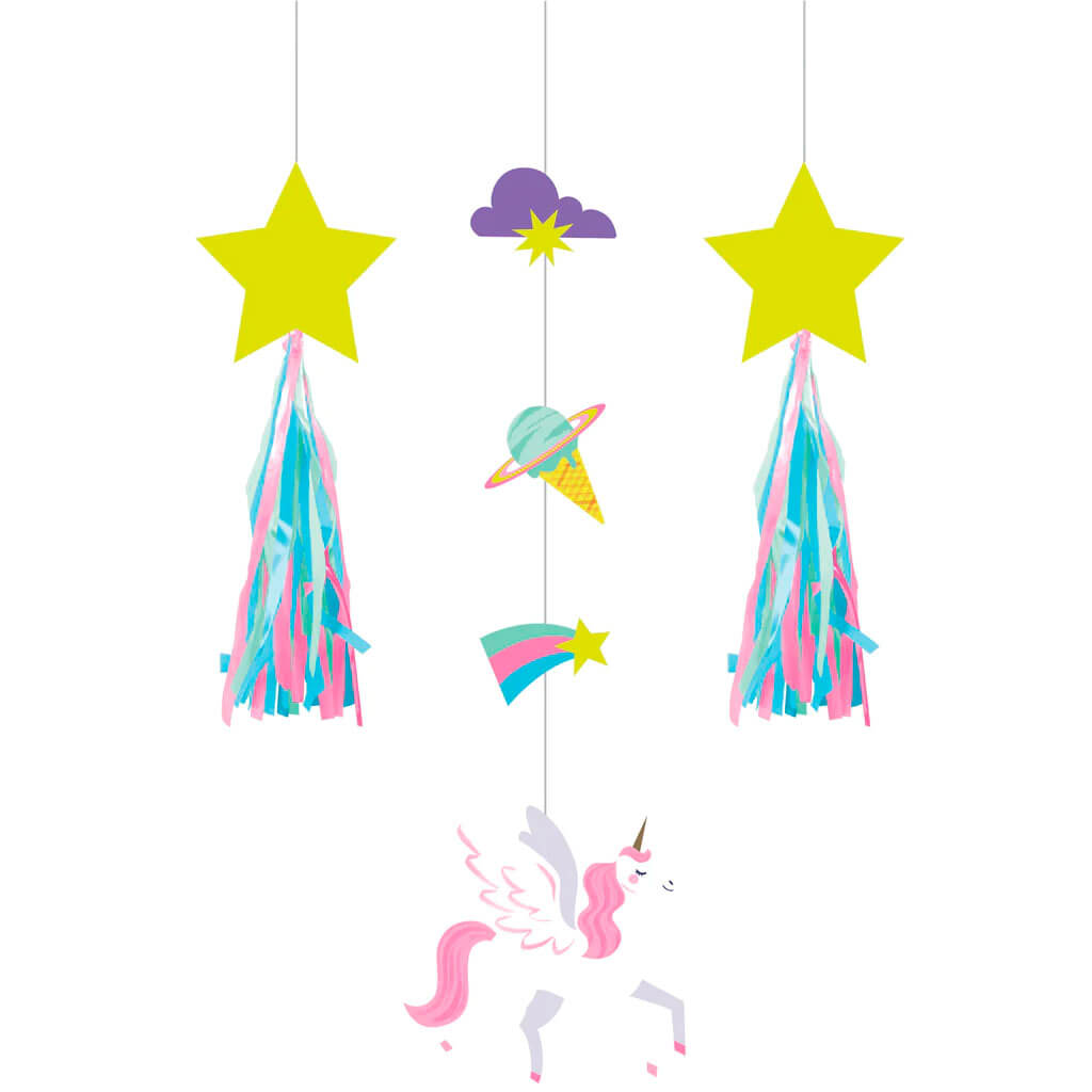 Unicorn Galaxy Hanging Cutouts with Tassels 3ct, 27in