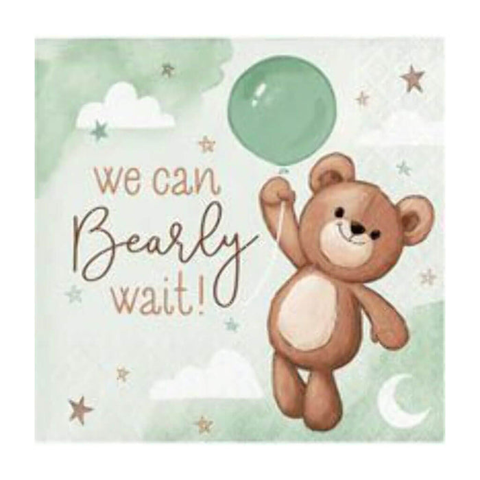 Teddy Bear Beverage Napkin 16ct, 2Ply
