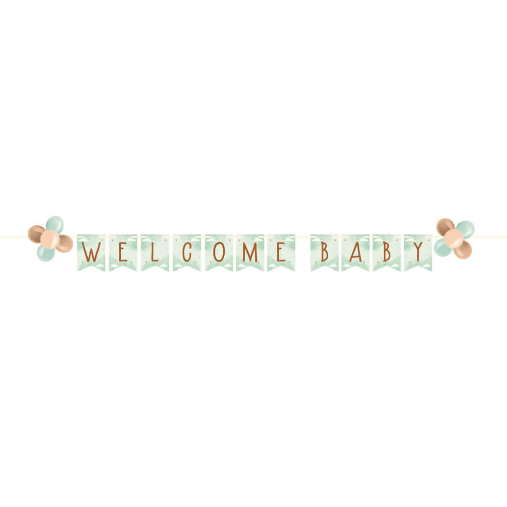 Teddy Bear Ribbon Banner with Latex Balloons, 8.5ft x 6in